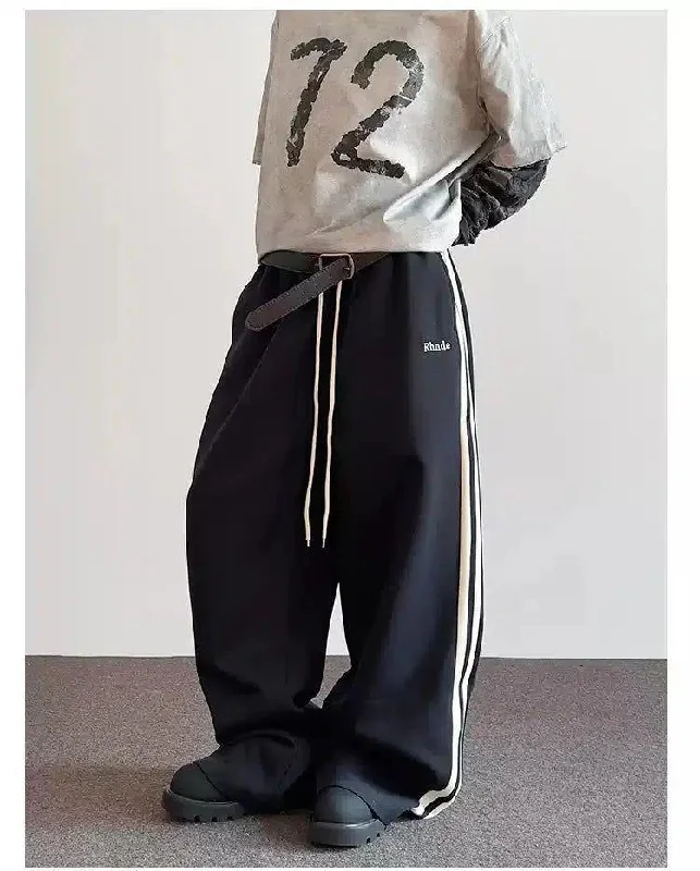 Drawstring Contrast Striped Sweatpants