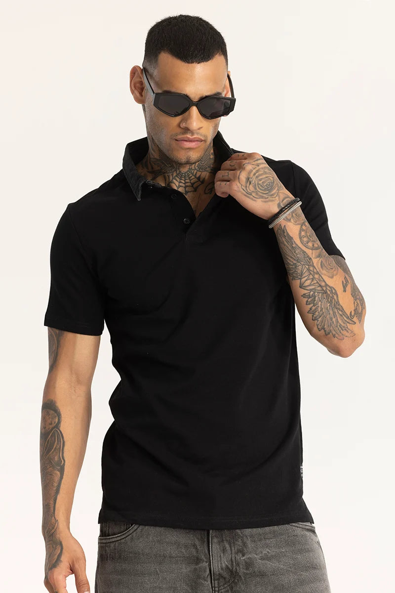 Black Slim Fit Polo T-Shirt