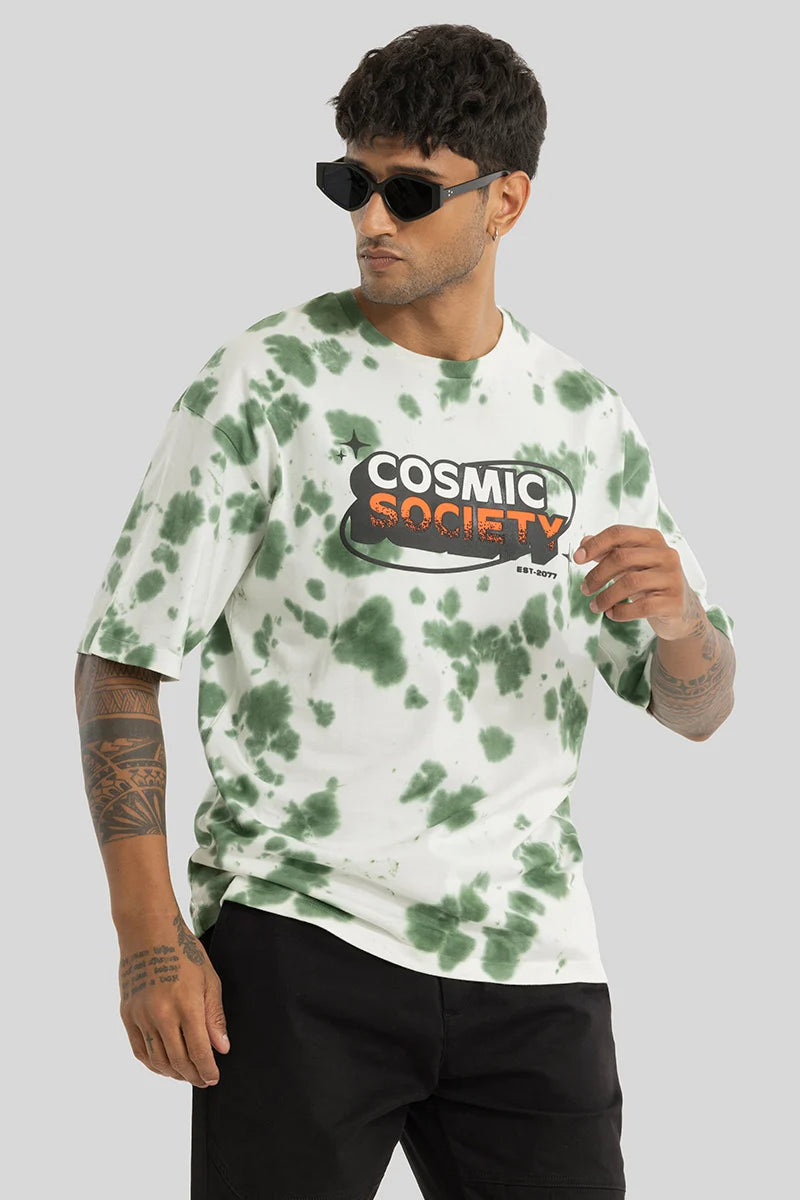 Cosmic Society Green Tie Dye Oversized T-Shirt