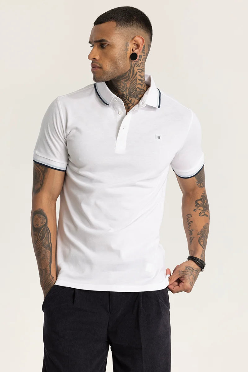 White Slim Fit Polo T-Shirt