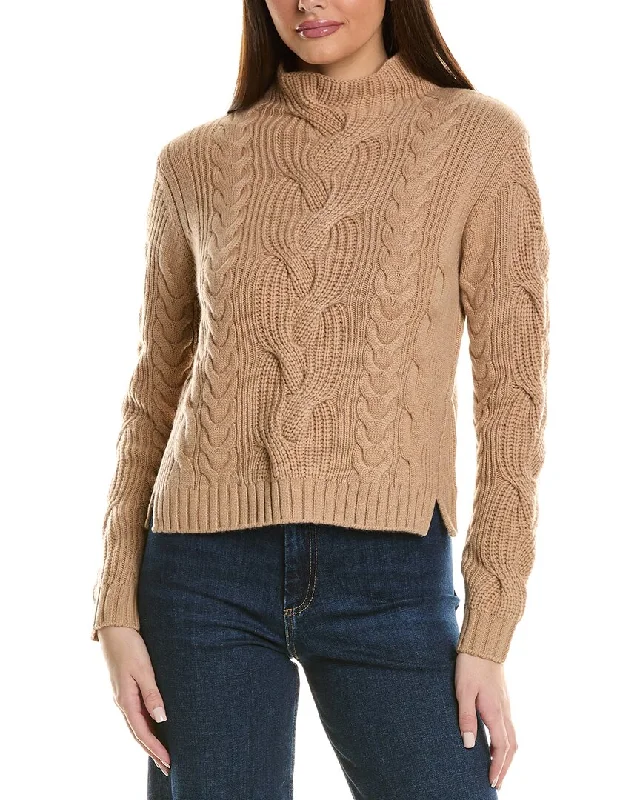 Hannah Rose Chunky Cable Funnel Neck Wool & Cashmere-Blend Sweater