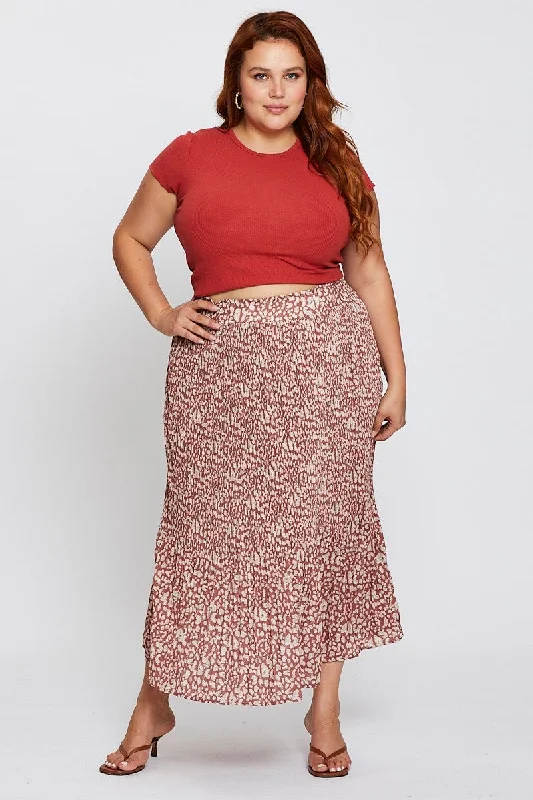 Abstract Print High Waist Maxi Skirt