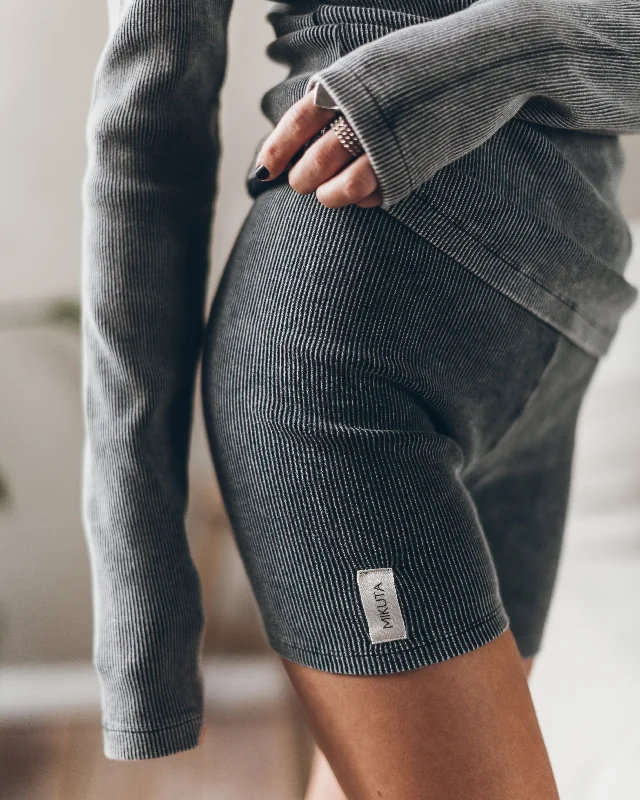 The Dark Ribbed Biker Shorts