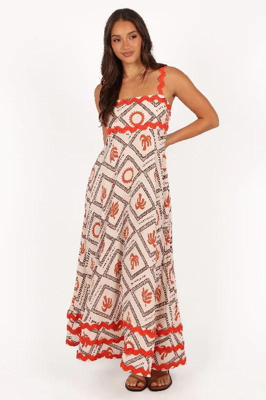 Briella Maxi Dress - White/Orange