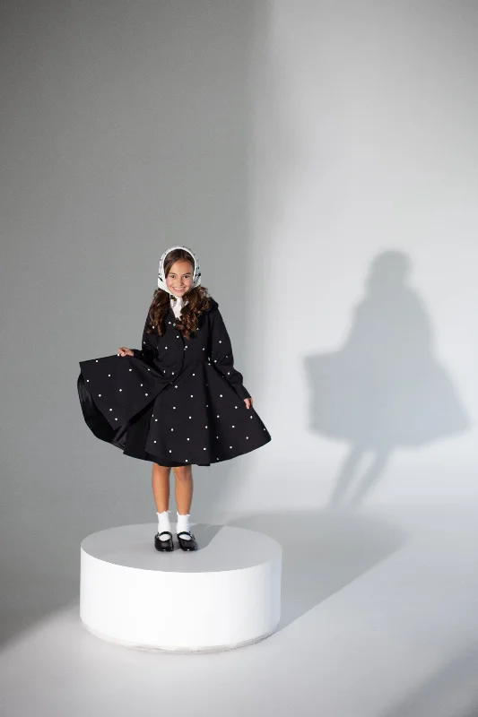 Black Coat for Girls with Polka Dots | 'Timeless Polka Dots'