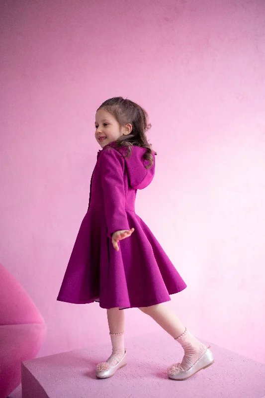 Girls' Bright Pink Coat with Hood | 'Raspberry Dream'