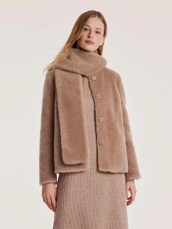 Light Camel Velour Short Coat