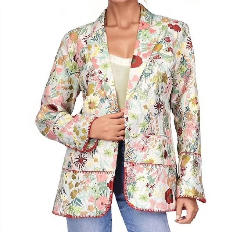 Lusha Jaquard Blazer In White Multi