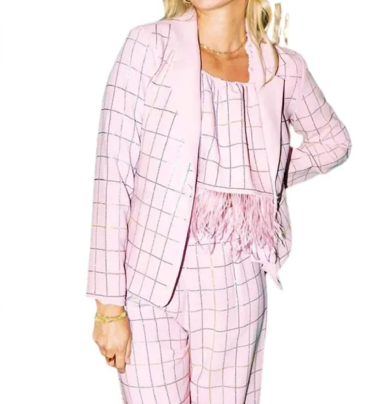 Plaid Blazer In Pink