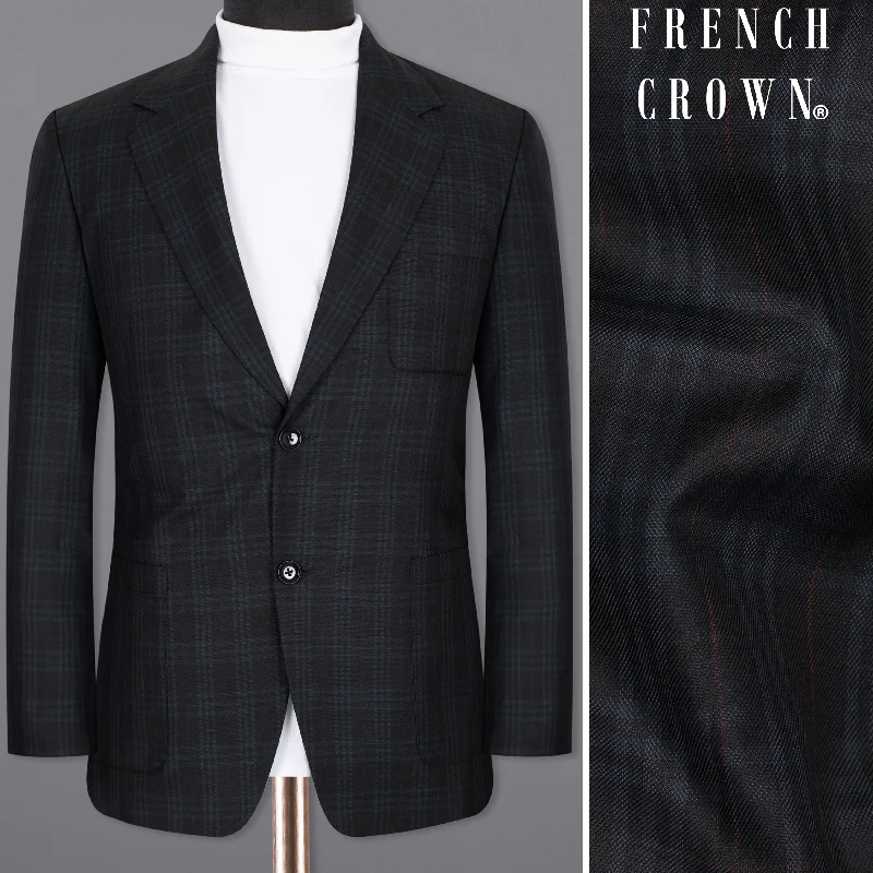 Shark Black Plaid Wool Rich Sports Blazer