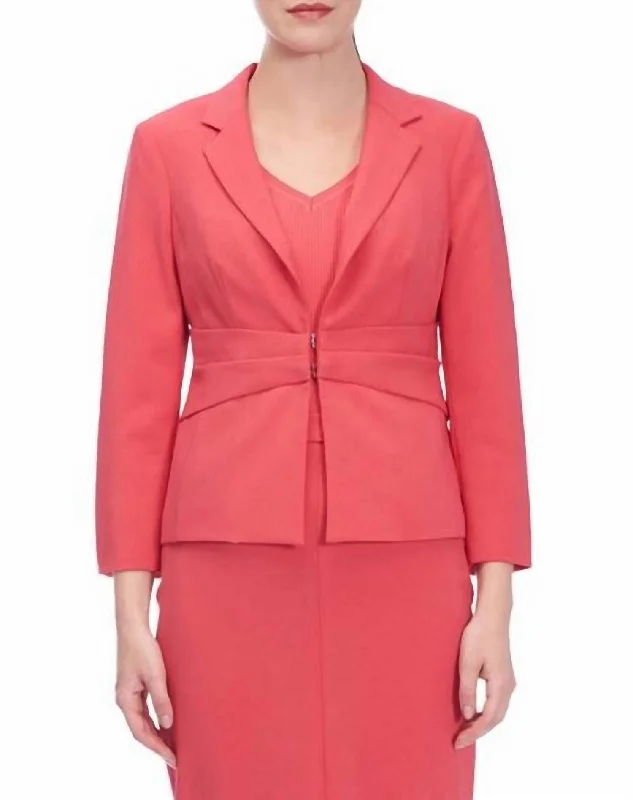 Stretch Crepe Jacket In Coral