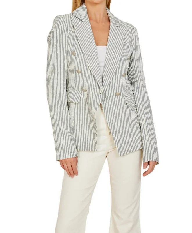 Striped Seersucker Blazer In Blue/white