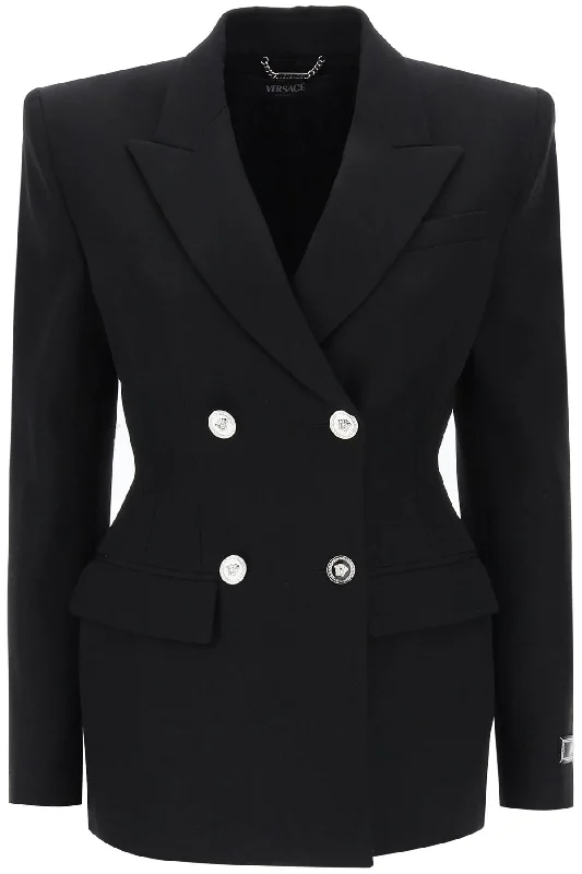 Versace hourglass double-breasted blazer 1012000 1A06750 BLACK