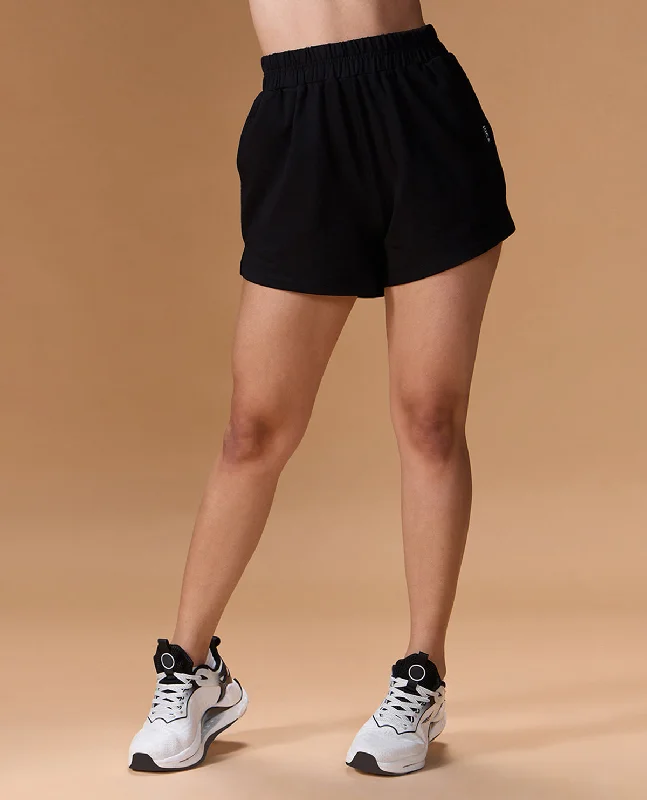 Kica Cotton Mid Rise Terry Shorts Black